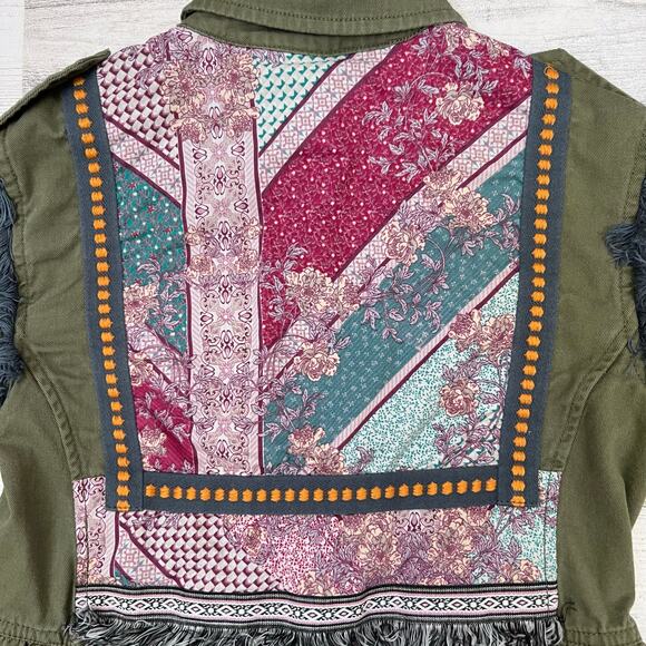 Matilda Jane Girls Varsity Jacket 8 Olive Patchwork Moments With You Ruffle Fall - Picture 6 of 9